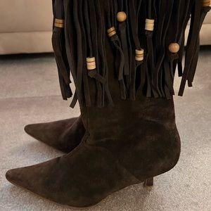 Fringe boots - brown